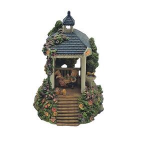 Music Box Resin Gazebo Tea Party Boy & Girl  Song "Love Story" 6" Tall WORKS